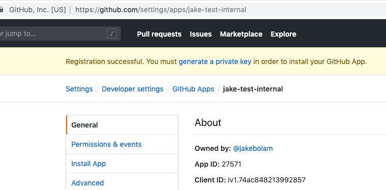 A screenshot that shows the bottom part of the app configuration page with the question, Where can this GitHub app be installed? The option Only on this account is selected.